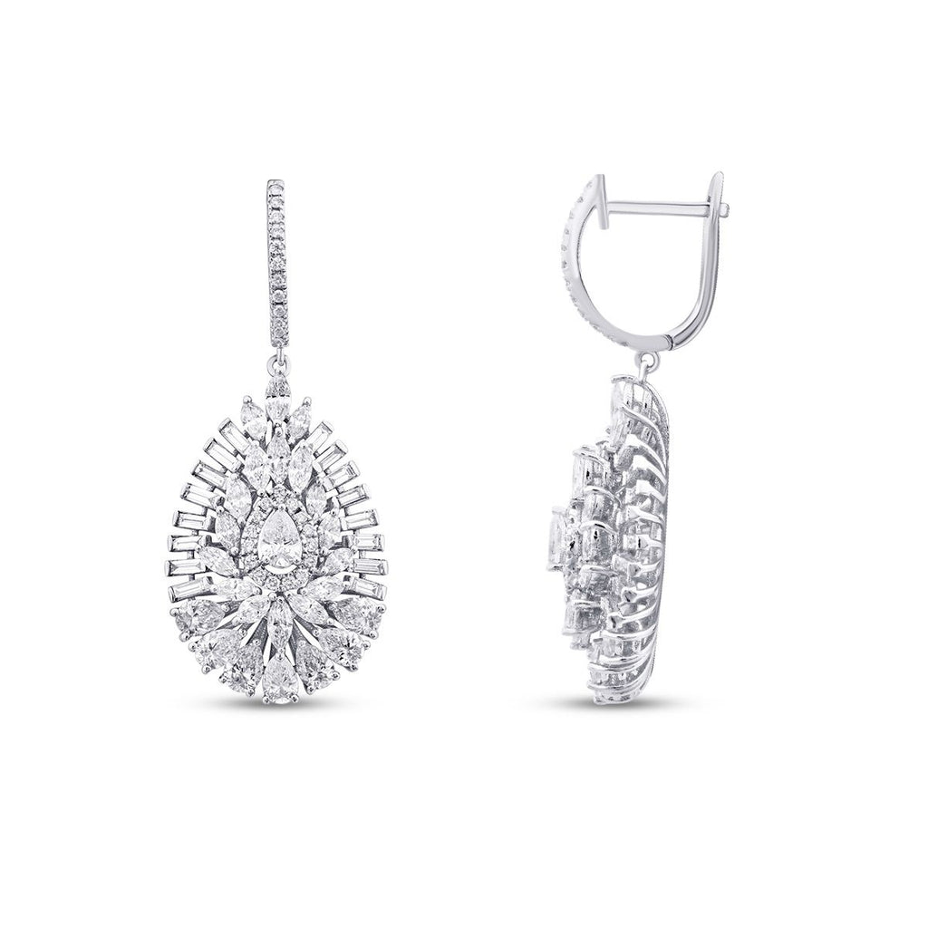 3.72 Karat Diamant Baguette Stein Tropfen Ohrringe