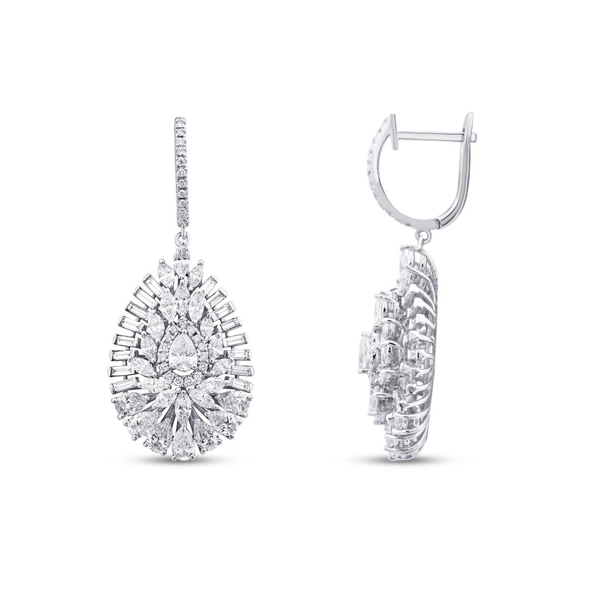 3.72 Karat Diamant Baguette Stein Tropfen Ohrringe