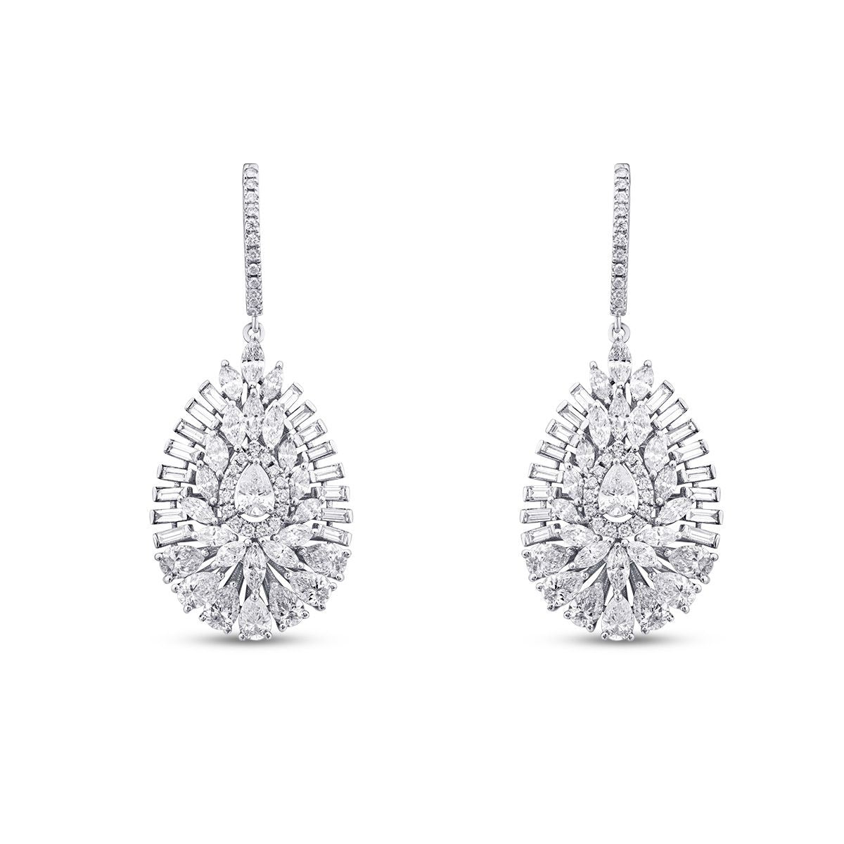 3.72 Karat Diamant Baguette Stein Tropfen Ohrringe