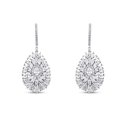 3.72 Karat Diamant Baguette Stein Tropfen Ohrringe
