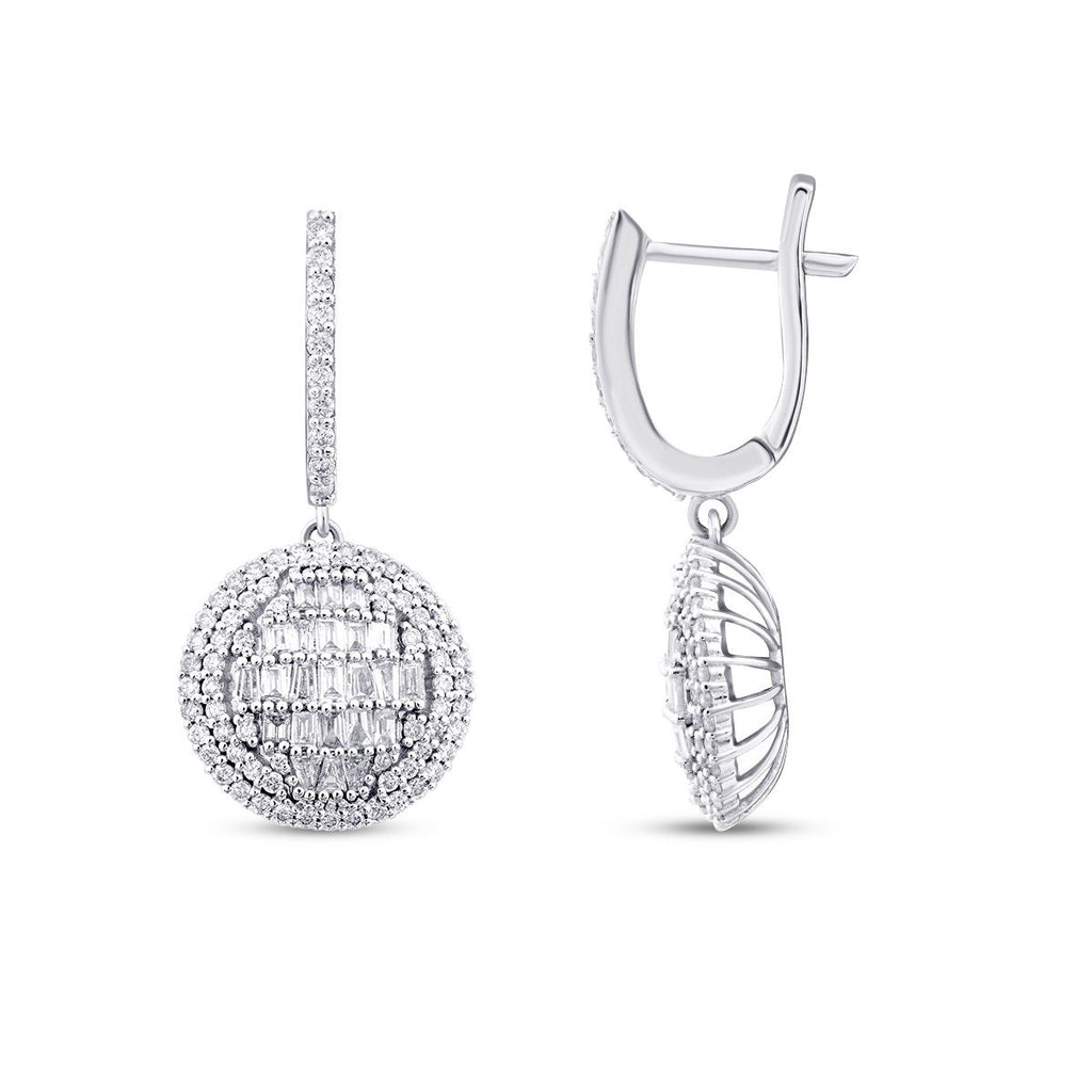 1.12 Karat Diamant Baguette Stein Rund Ohrringe