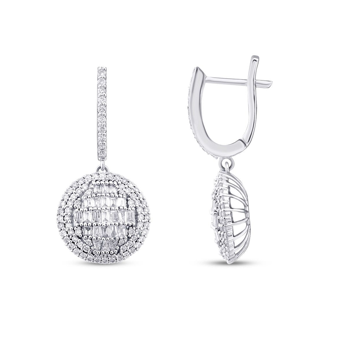 1.12 Karat Diamant Baguette Stein Rund Ohrringe