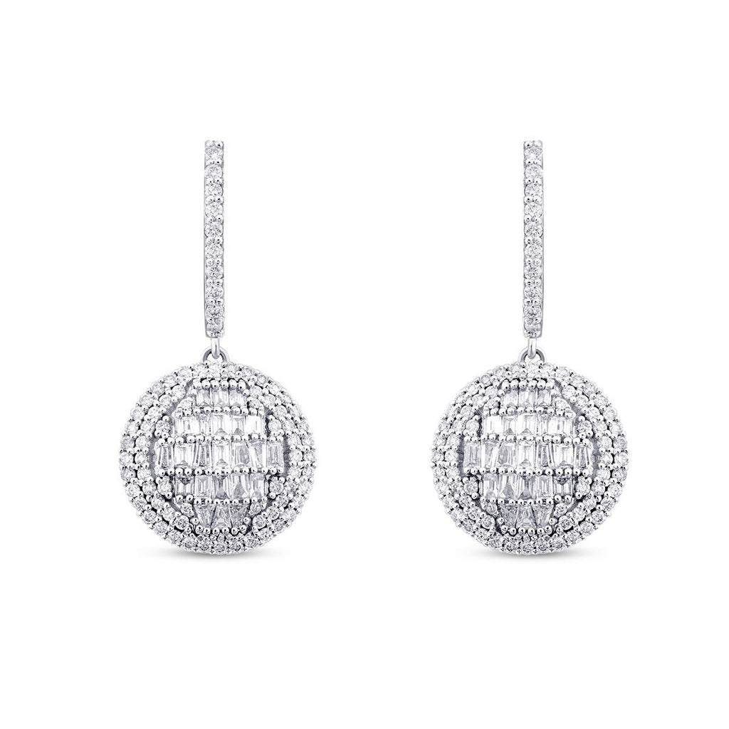 1.12 Karat Diamant Baguette Stein Rund Ohrringe
