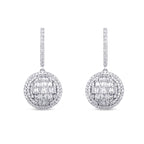 1.12 Karat Diamant Baguette Stein Rund Ohrringe