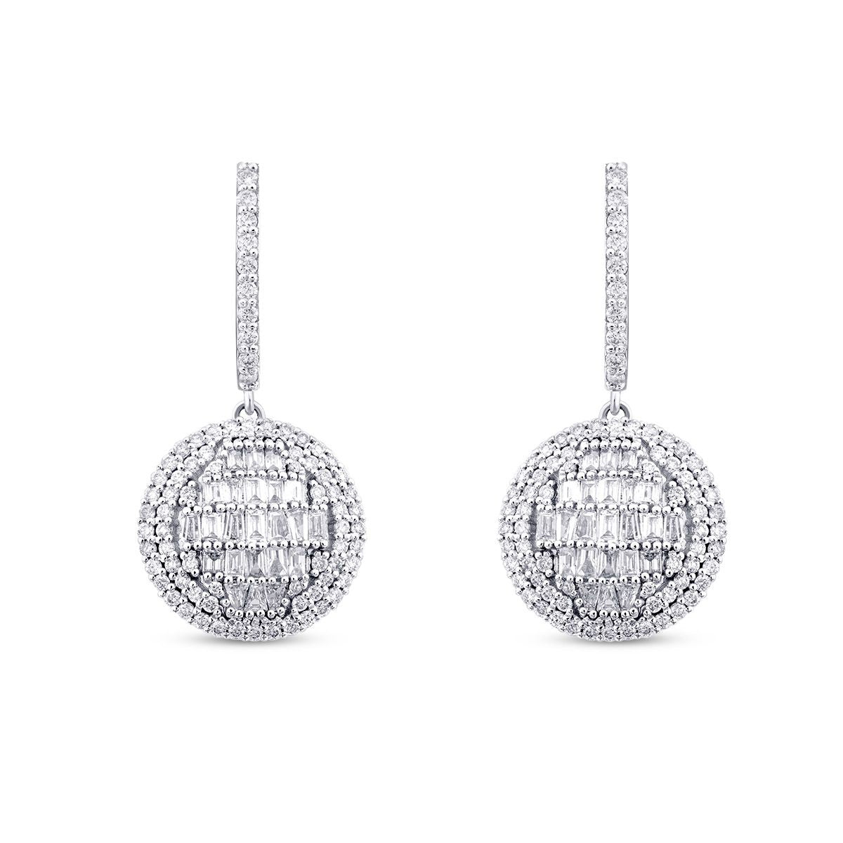 1.12 Karat Diamant Baguette Stein Rund Ohrringe