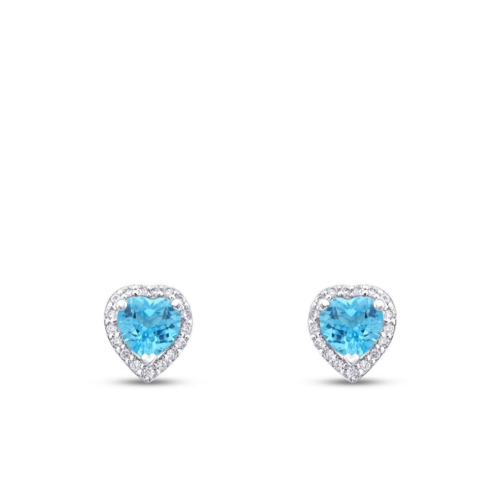 1.28 Karat Diamant Blue Topaz Herzförmig Ohrringe