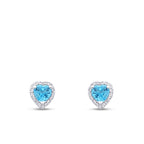 1.28 Karat Diamant Blue Topaz Herzförmig Ohrringe