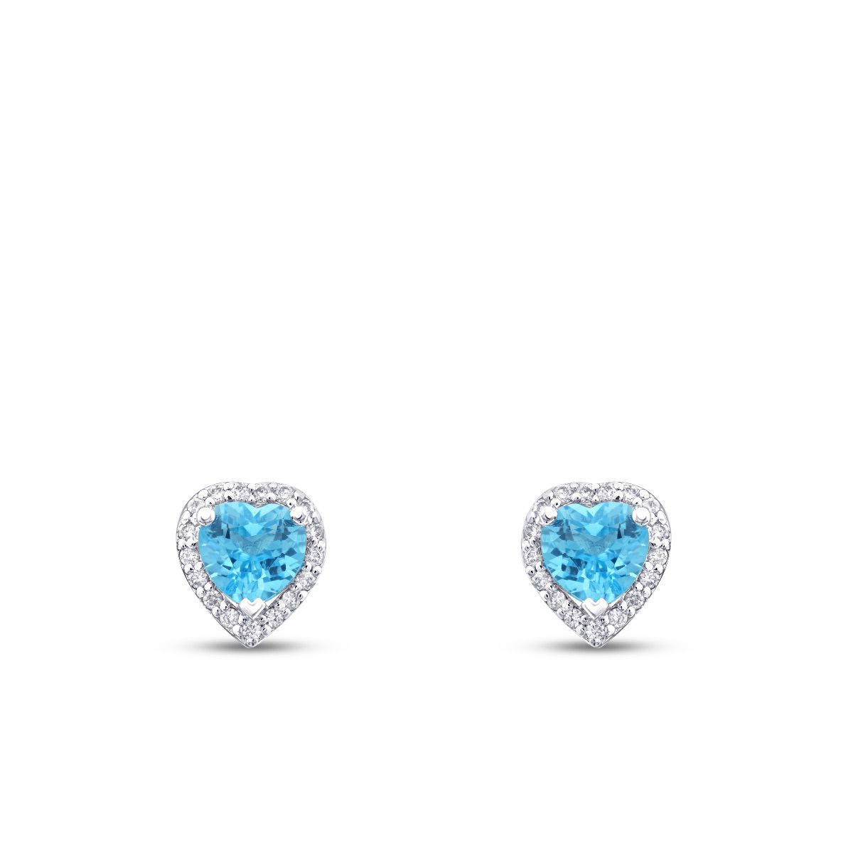 1.28 Karat Diamant Blue Topaz Herzförmig Ohrringe