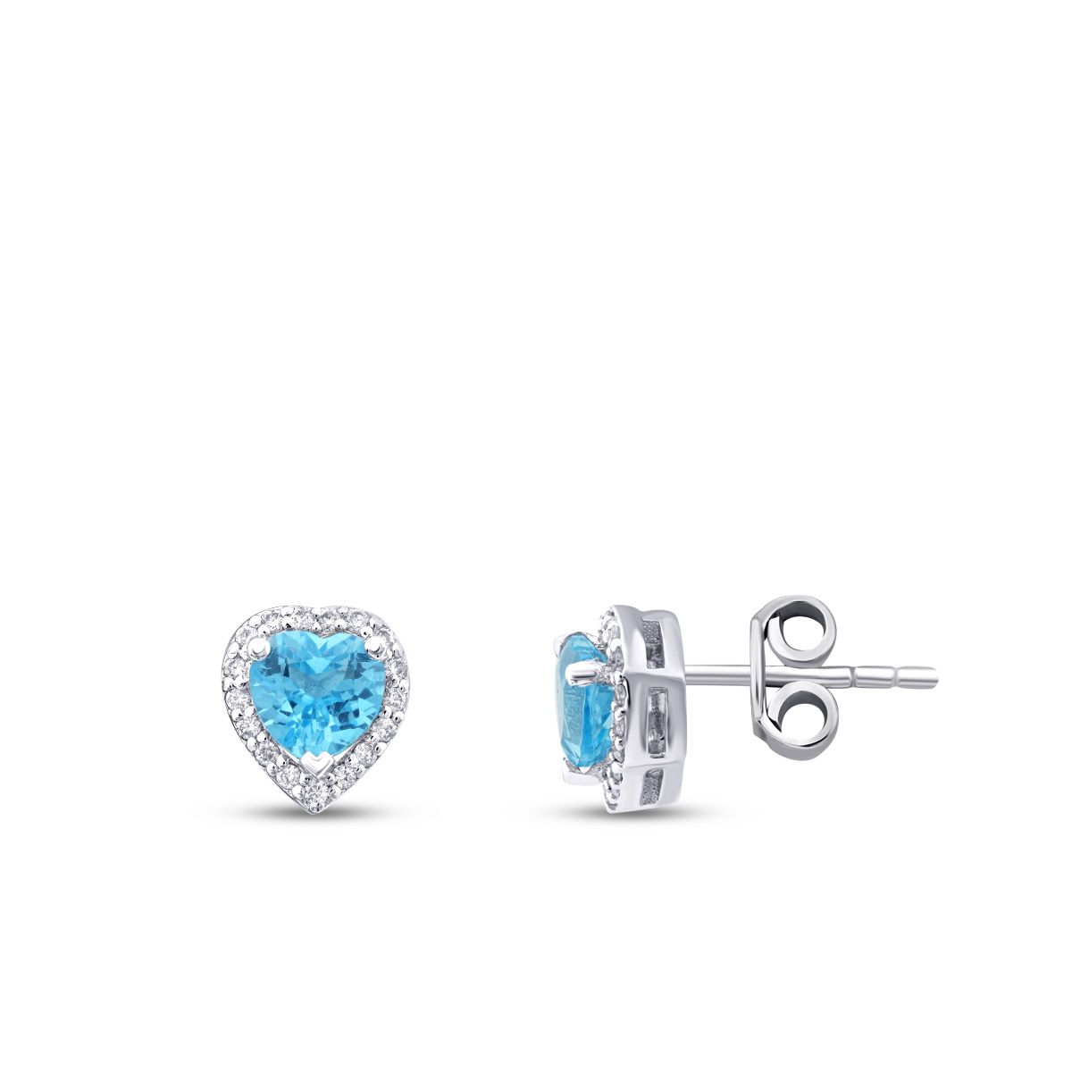 1.28 Karat Diamant Blue Topaz Herzförmig Ohrringe