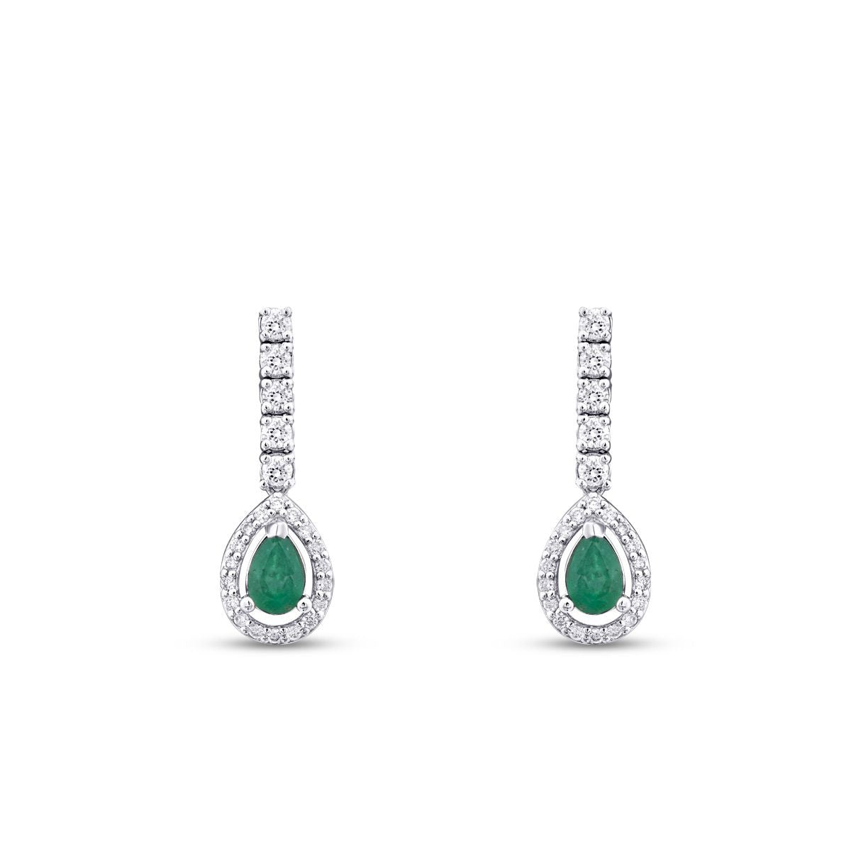 1.40 ct. Diamant Tropfen Smaragd Ohrringe