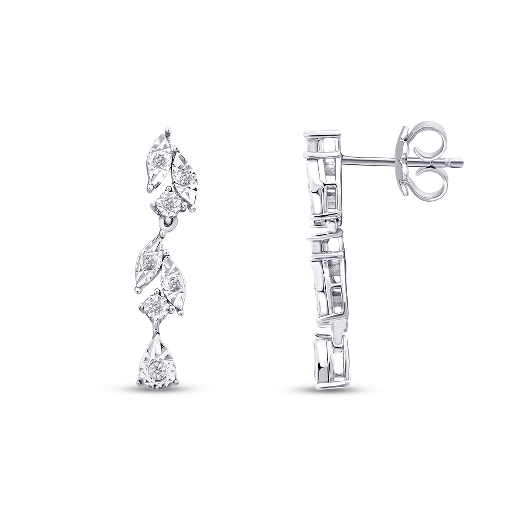 0.08 Karat Diamant Stein Blätter Ohrringe