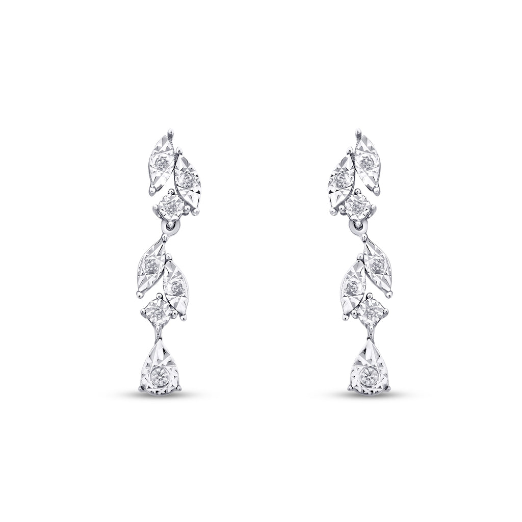 0.08 Karat Diamant Stein Blätter Ohrringe