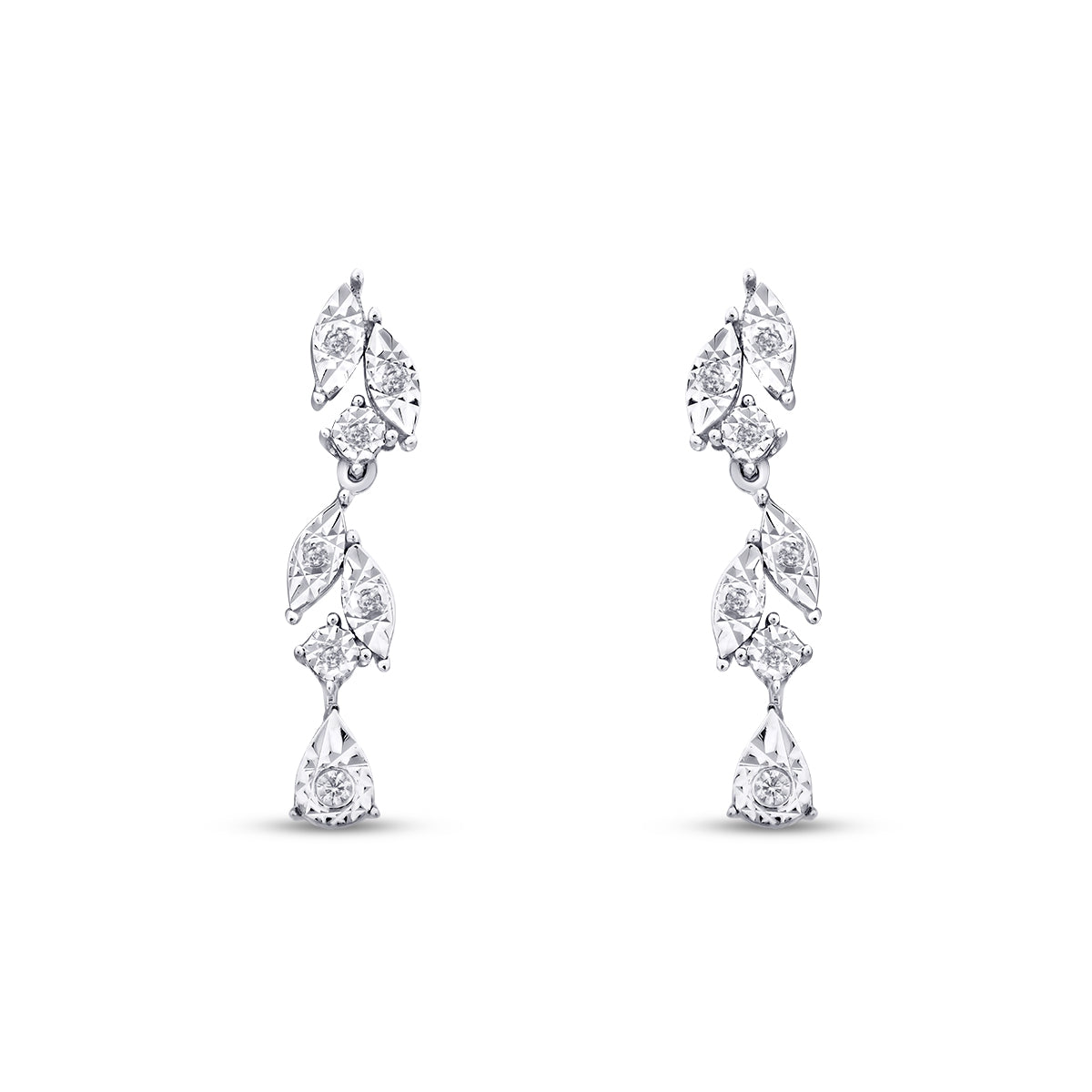 0.08 Karat Diamant Stein Blätter Ohrringe