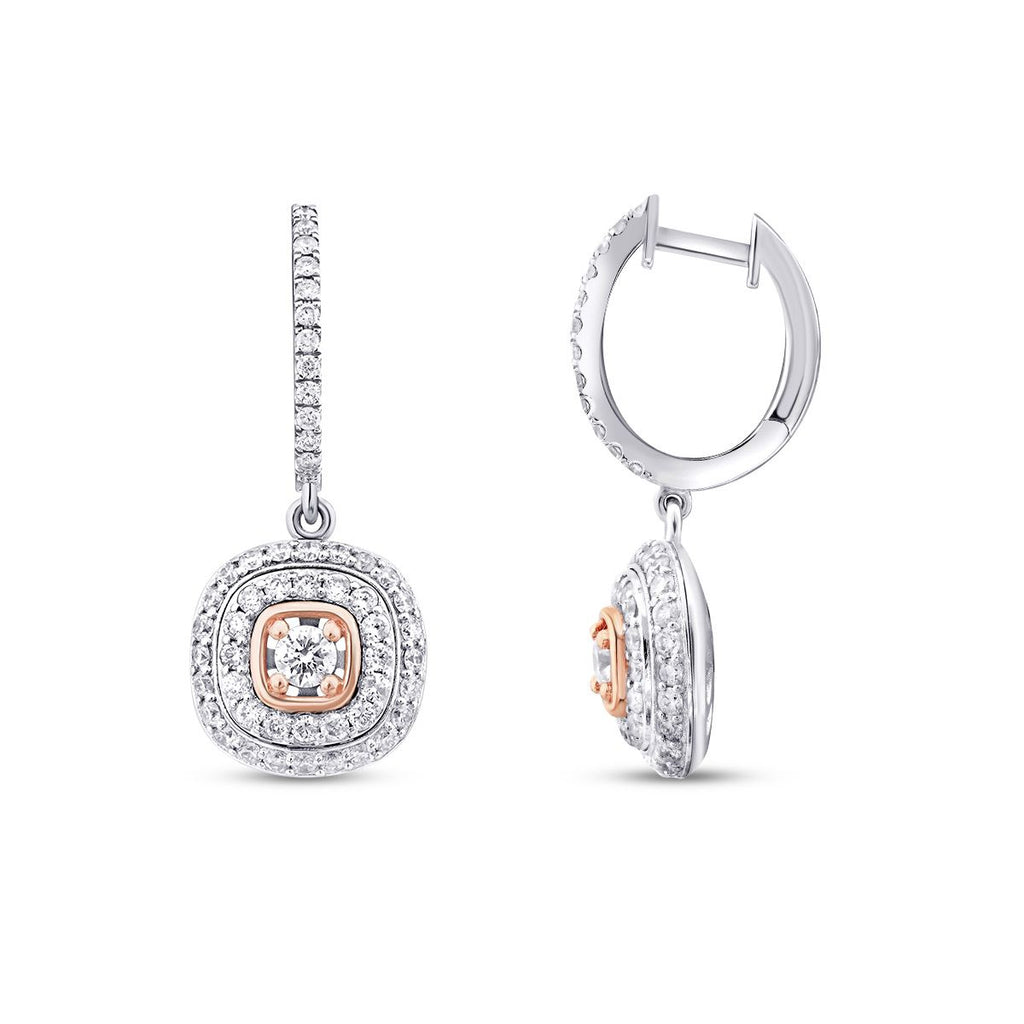 1.09 Karat Diamant Zweifarbig Ohrringe