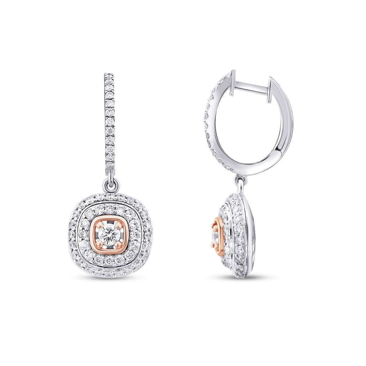 1.09 Karat Diamant Zweifarbig Ohrringe