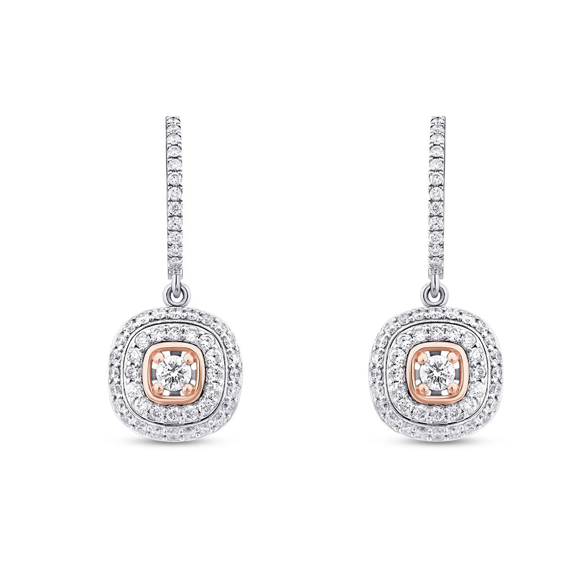 1.09 Karat Diamant Zweifarbig Ohrringe