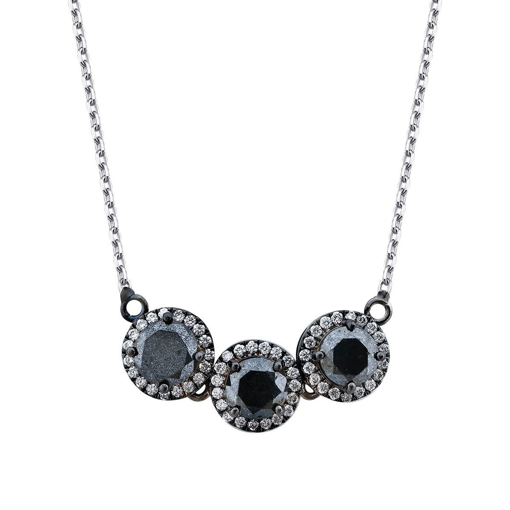 1.23 Karat Diamant Schwarz Stein Halskette