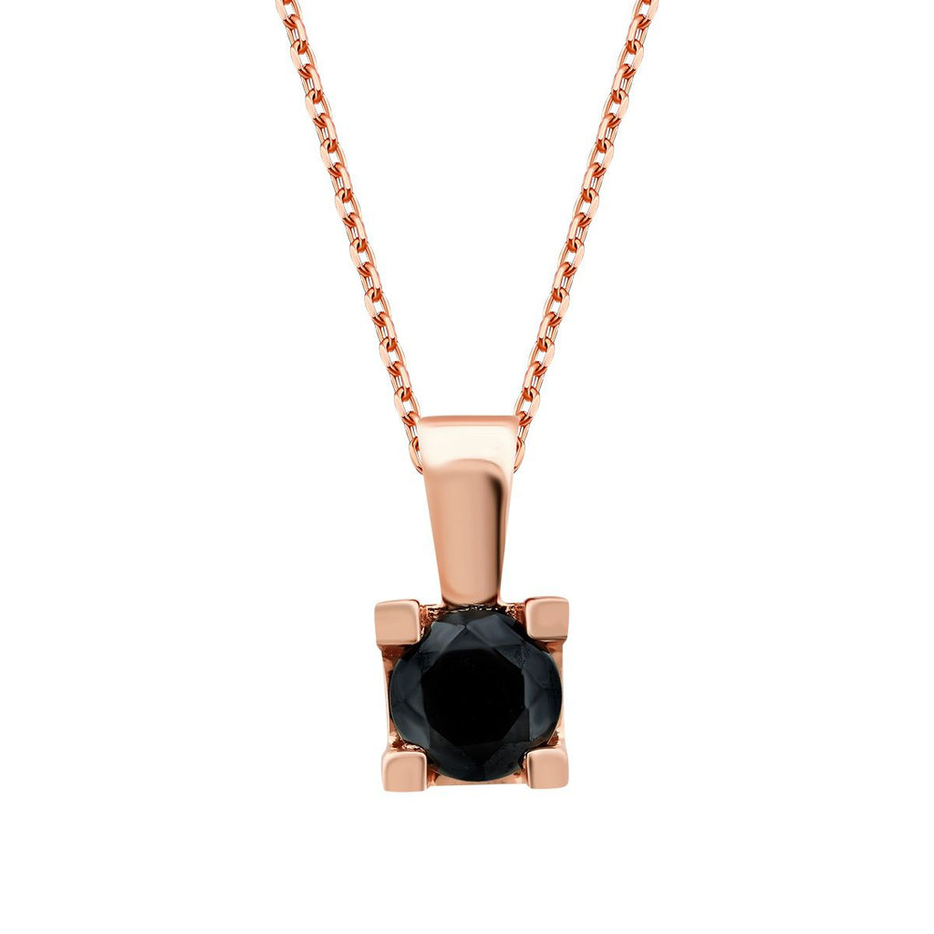 0.23 Karat Schwarz Stein Solitär Halskette