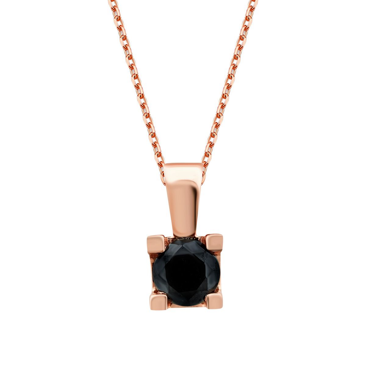 0.23 Karat Schwarz Stein Solitär Halskette