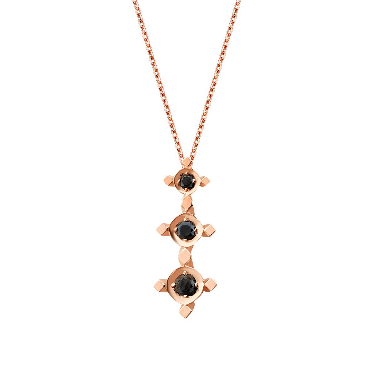 0.09 Karat Schwarz Stein Tria Halskette