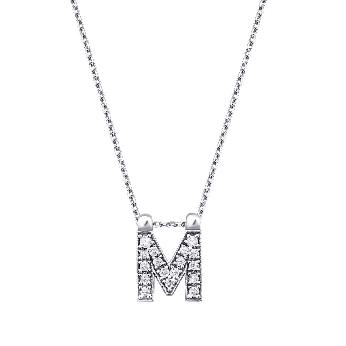 0.08 Karat Diamant M Buchstabe Halskette