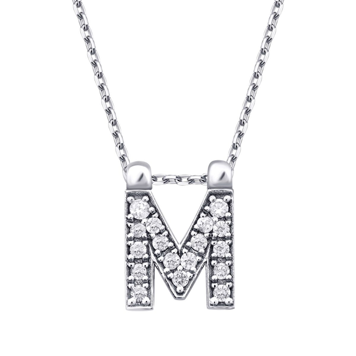 0.08 Karat Diamant M Buchstabe Halskette