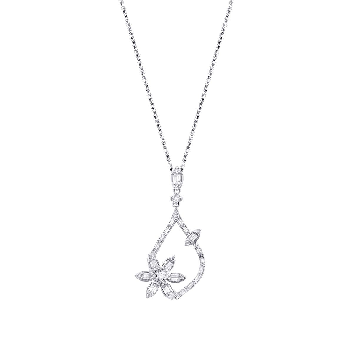 0.62 ct. Diamant Baguette Blume Halsketten