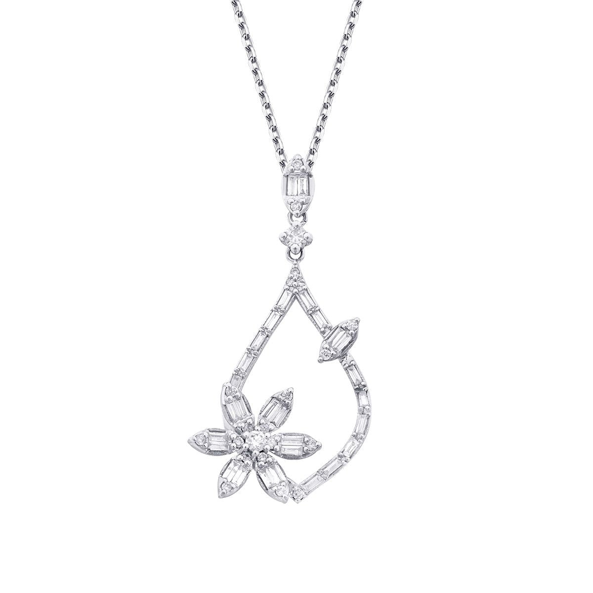 0.62 ct. Diamant Baguette Blume Halsketten