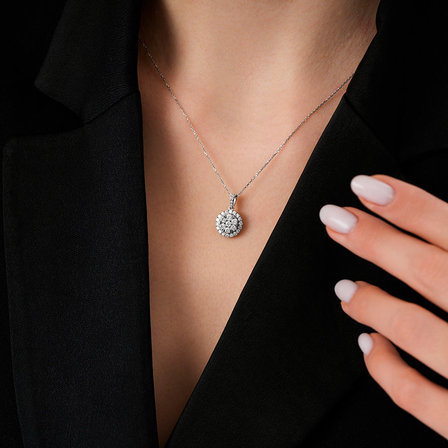 0.63 Karat Diamant Rund Stein Trend Halskette