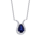 0.97 Karat Diamant Saphir Tropfen Halskette
