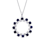2.07 Karat Diamant Rund Saphir Trend Halskette
