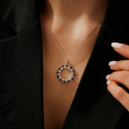 2.07 Karat Diamant Rund Saphir Trend Halskette