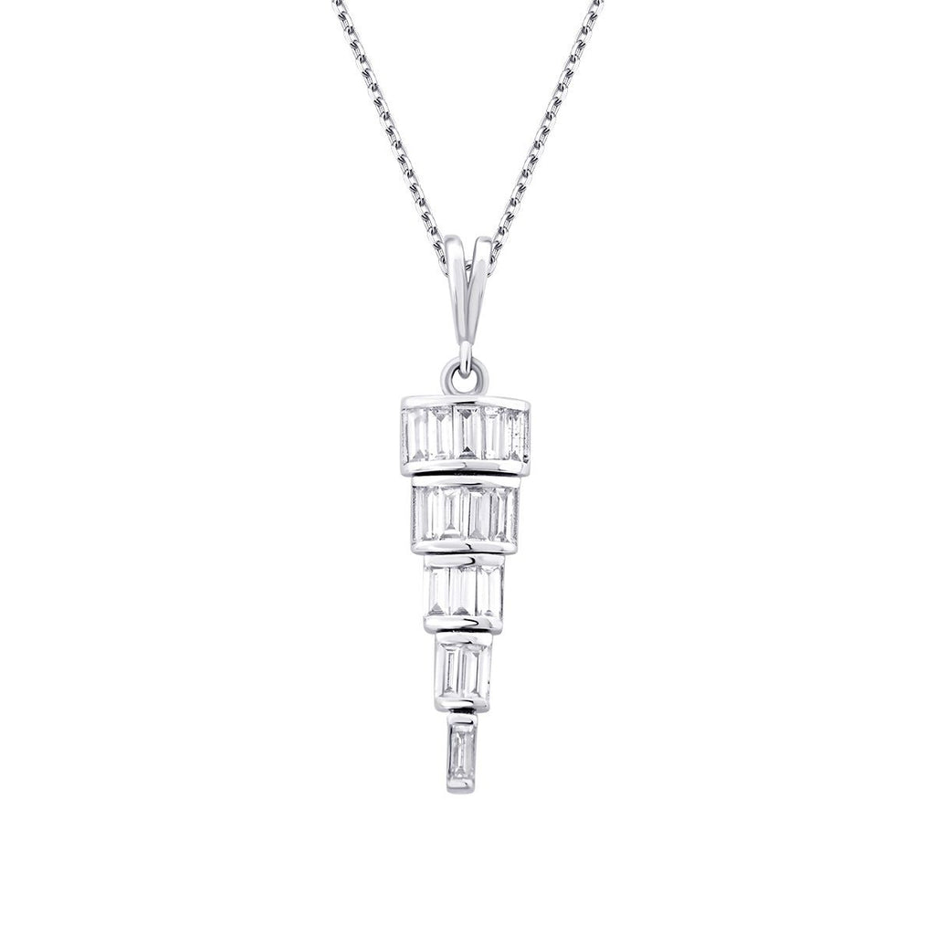0.32 Karat Diamant Baguette Stein Hängende Halskette