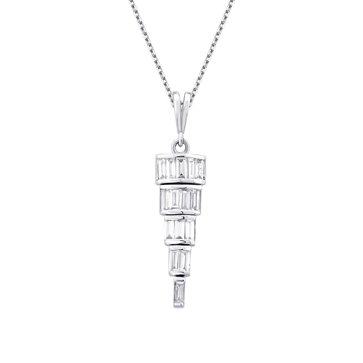 0.32 Karat Diamant Baguette Stein Hängende Halskette