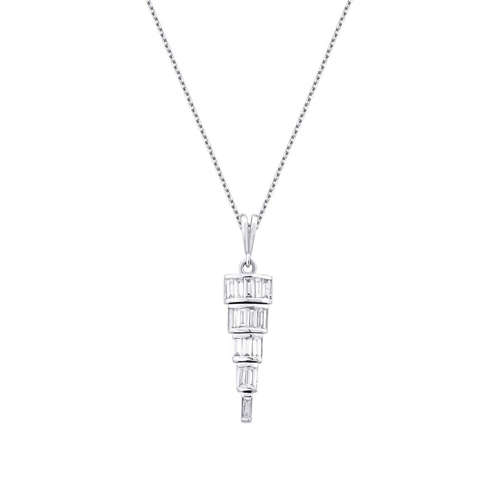 0.32 Karat Diamant Baguette Stein Hängende Halskette