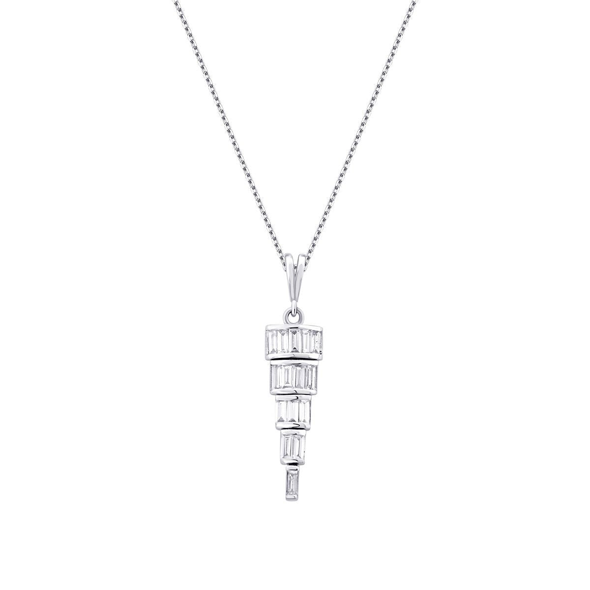 0.32 Karat Diamant Baguette Stein Hängende Halskette