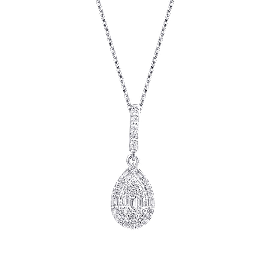 0.39 Karat Diamant Baguette Tropfen Halskette