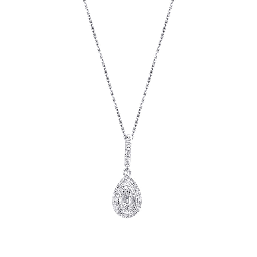 0.39 Karat Diamant Baguette Tropfen Halskette