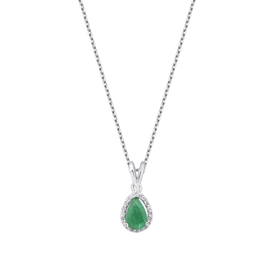 1.76 Karat Diamant Tropfen Smaragd Halskette