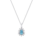 0.58 Karat Diamant Tropfen Blue Topaz Halskette