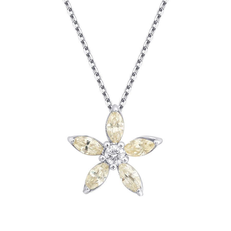0.65 Karat Diamant Marquise Fancy Blume Halskette