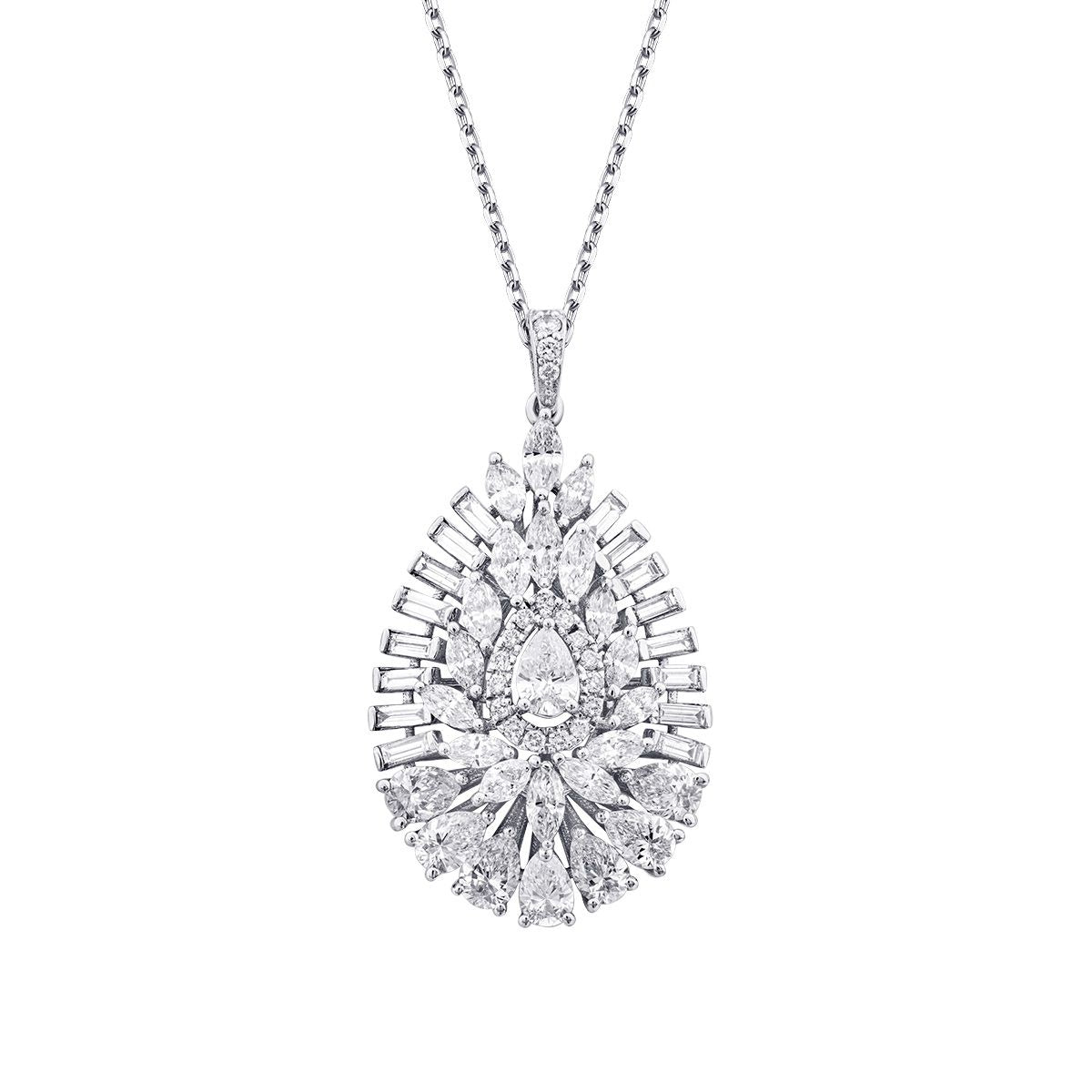 2.40 Karat Diamant Baguette Stein Tropfen Halskette