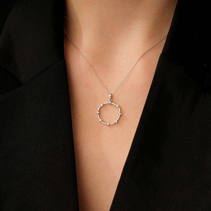 0.12 Karat Diamant Stein Rund Halskette