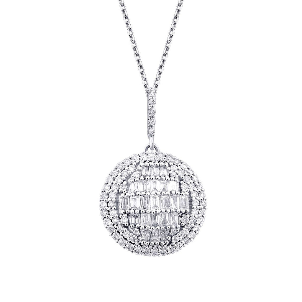 0.51 Karat Diamant Baguette Stein Rund Halskette