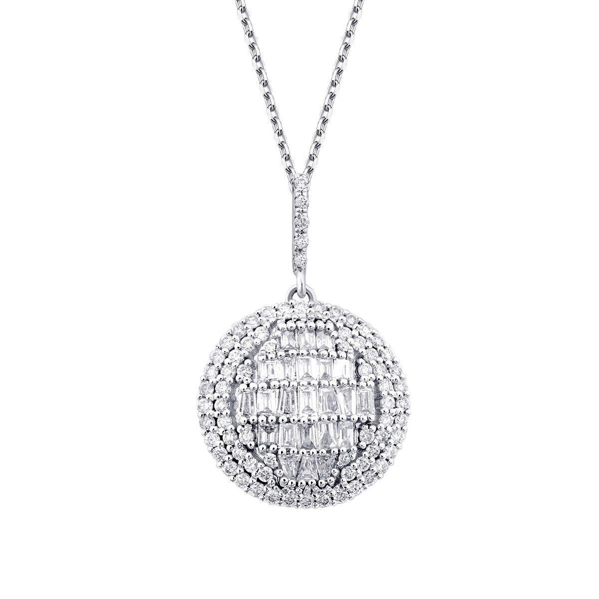 0.51 Karat Diamant Baguette Stein Rund Halskette