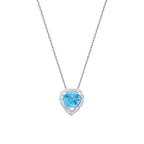 0.61 Karat Diamant Blue Topaz Herz Halskette