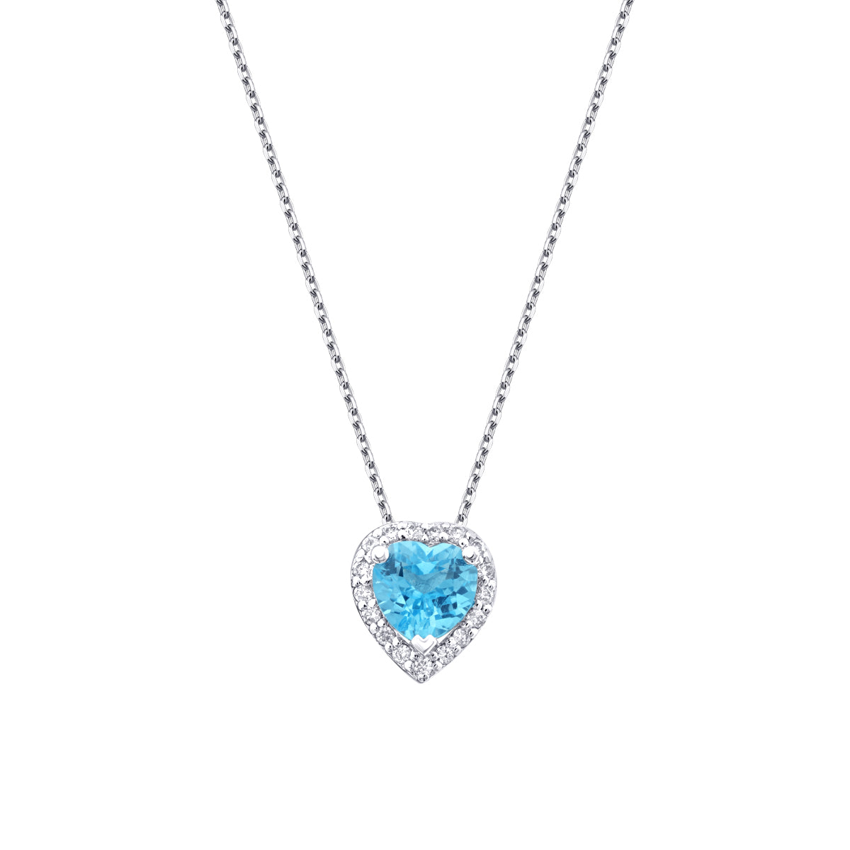 0.61 Karat Diamant Blue Topaz Herz Halskette