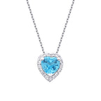 0.61 Karat Diamant Blue Topaz Herz Halskette