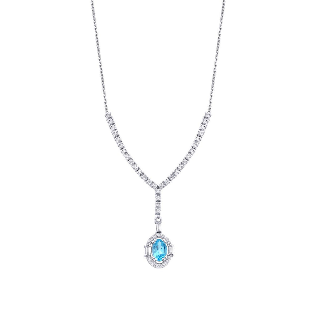 0.98 Karat Diamant Blue Topaz Baguette Halskette