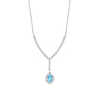 0.98 Karat Diamant Blue Topaz Baguette Halskette